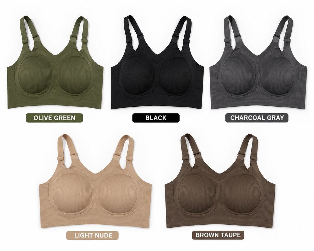 5 Seamless Wireless Molded Cup Bras Size 2/C Adjustable Straps Neutral Colors
